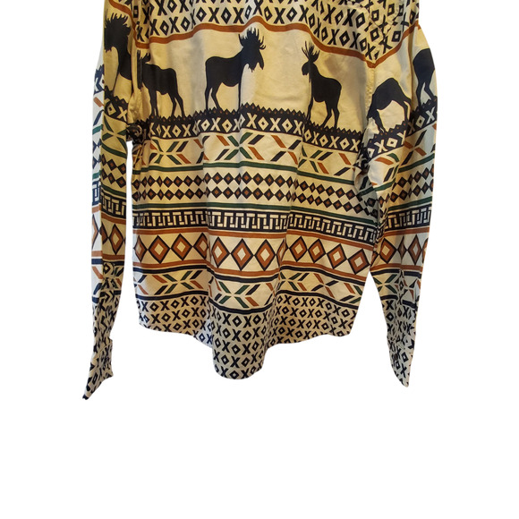 Chaps Double Sided Cotton Shirt 2XL Moose Print Long Sleeve Outdoors Cabin - Picture 8 of 12